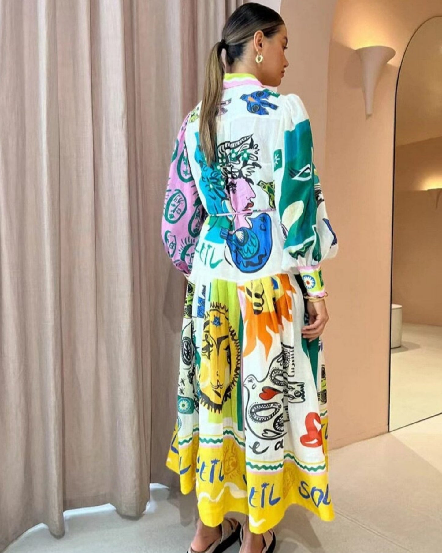 Caspian Puff Sleeved Vintage Dress