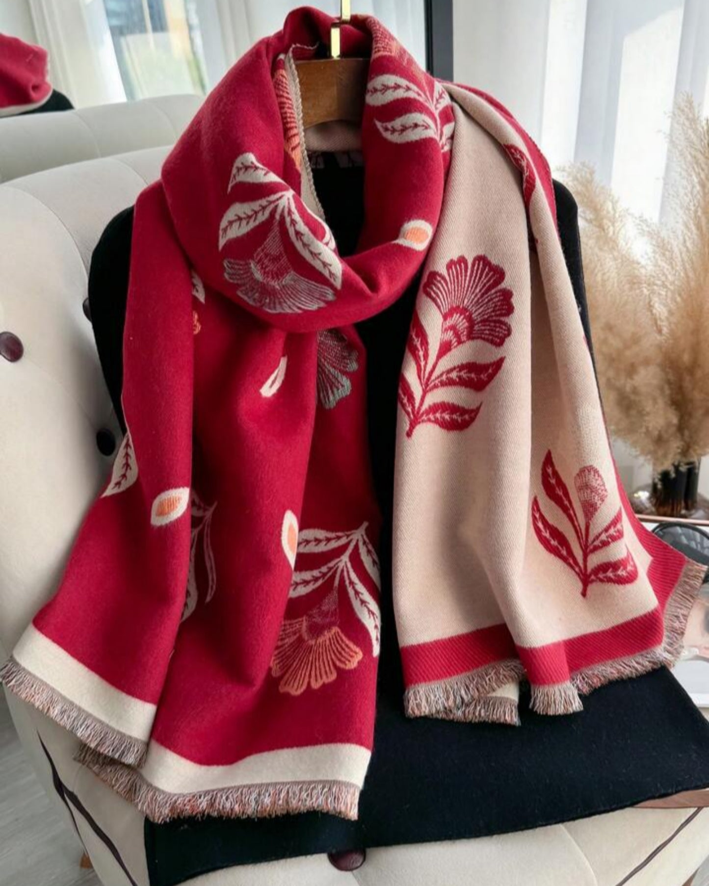 Crimson Bloom Winter Wrap