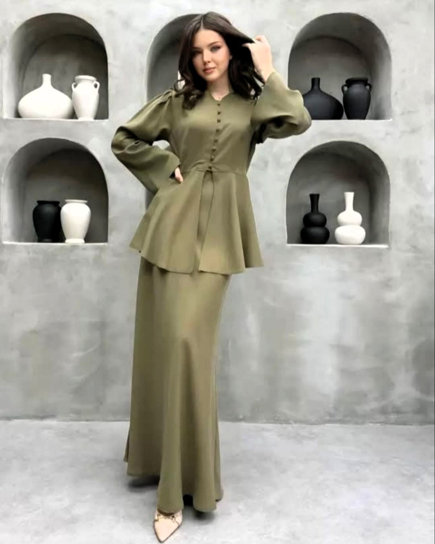 Statement Flowy Peplum Top & Skirt Set