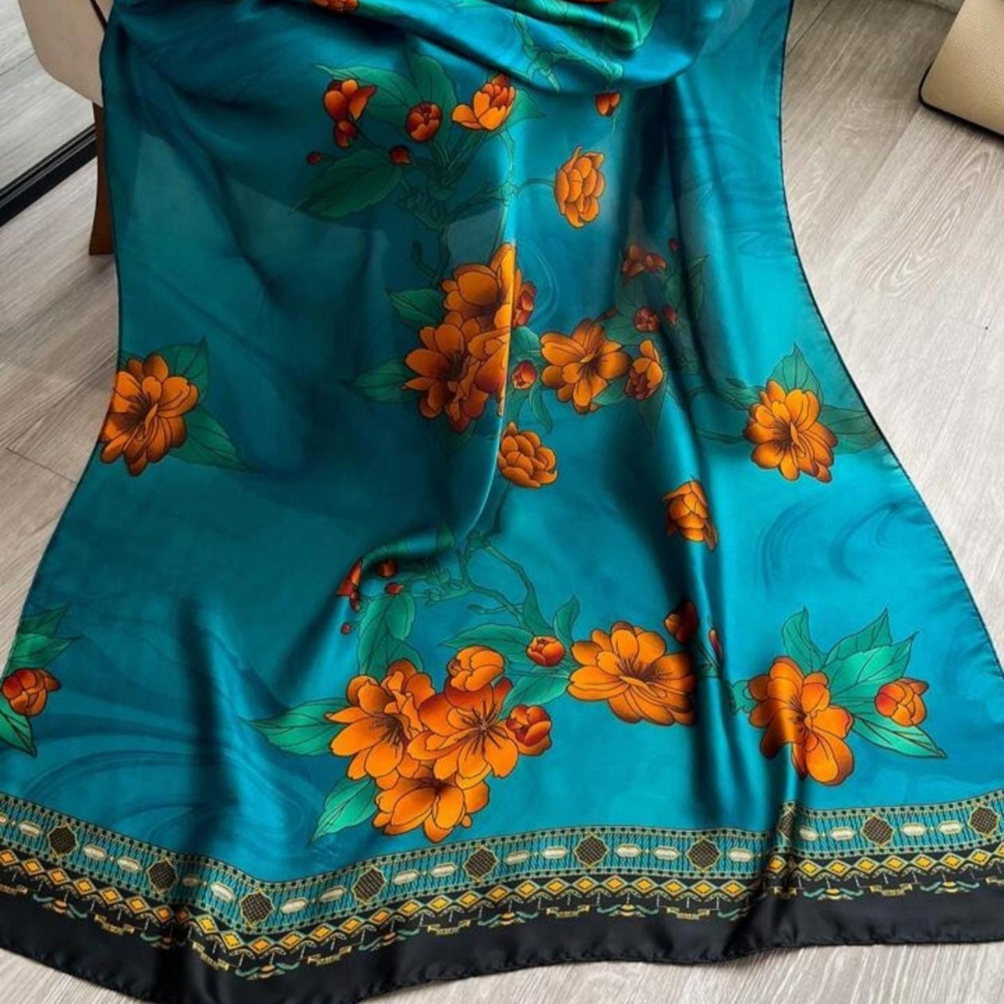 Emerald Bloom Luxe Silk Stole