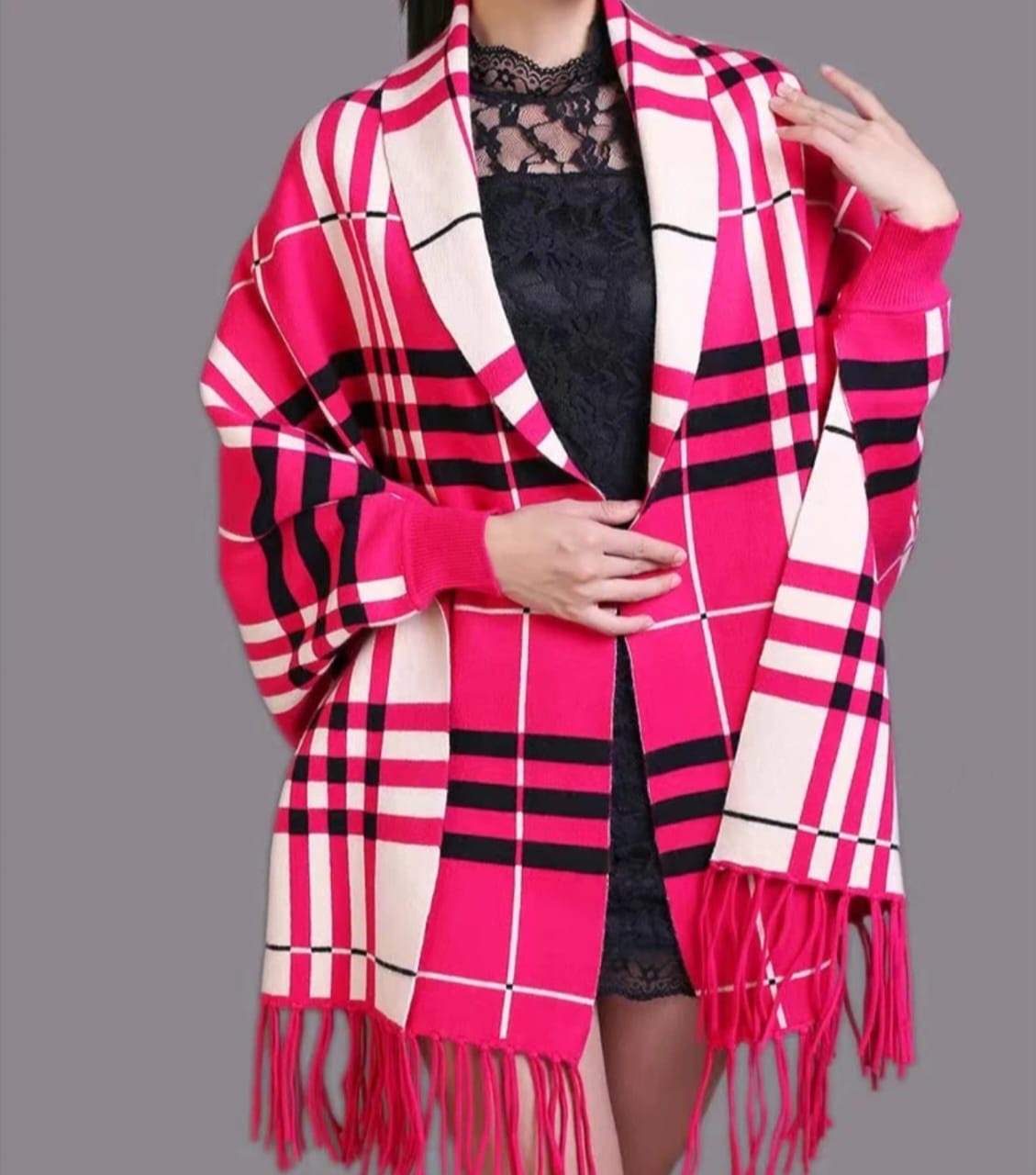 Gabriel Checks Sleeves Shawl