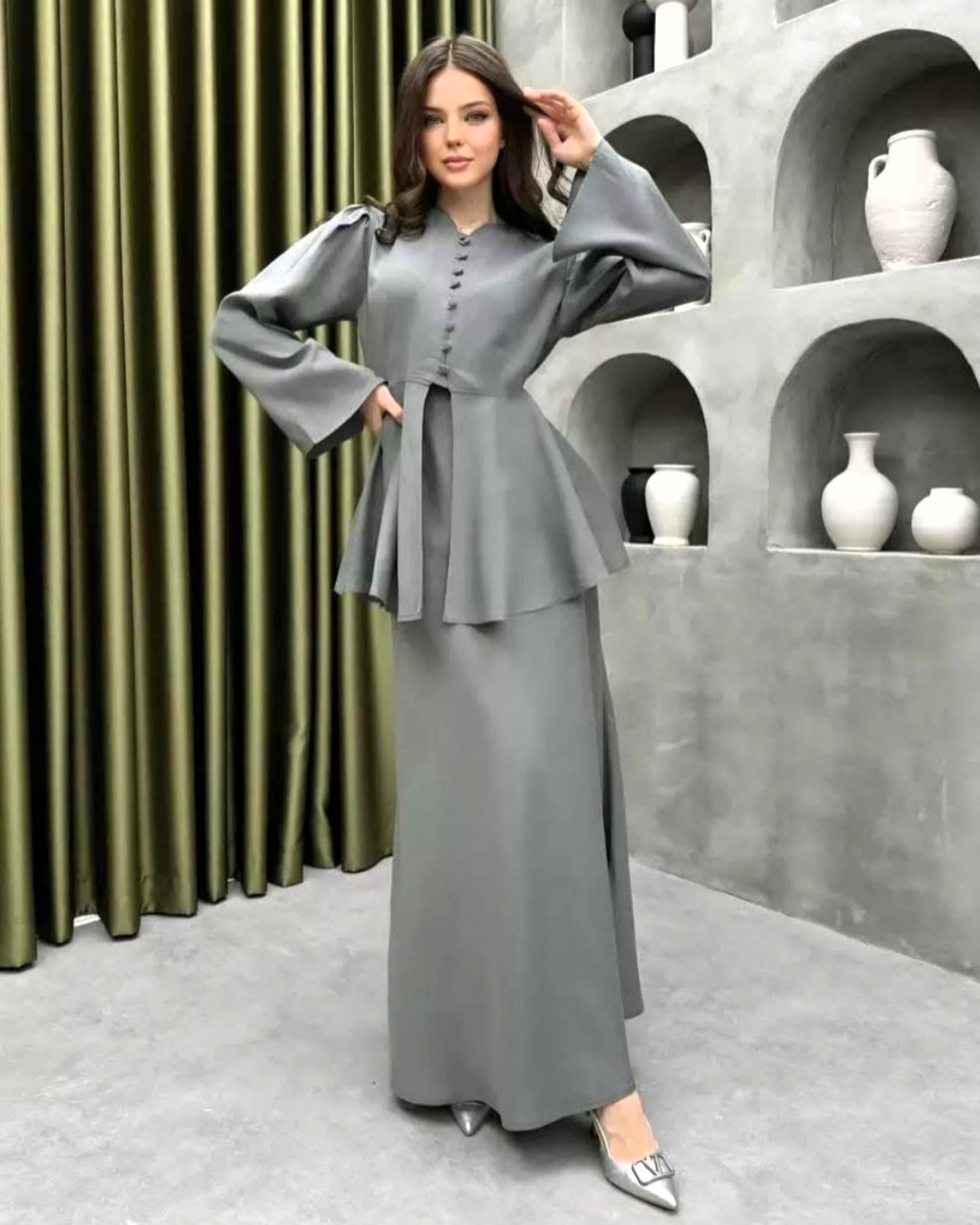 Statement Flowy Peplum Top & Skirt Set
