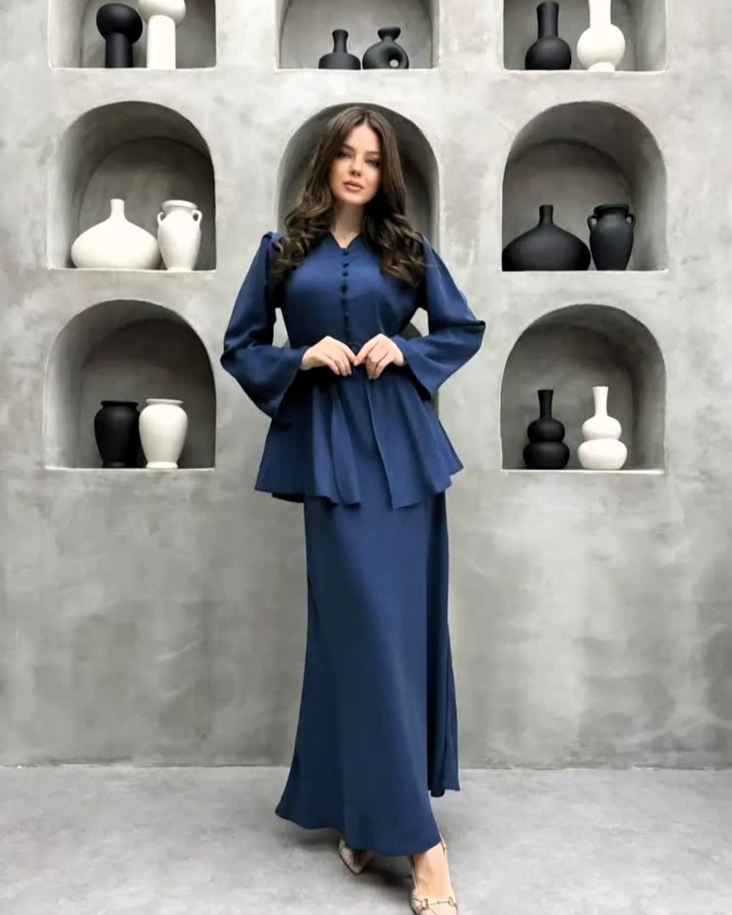 Statement Flowy Peplum Top & Skirt Set