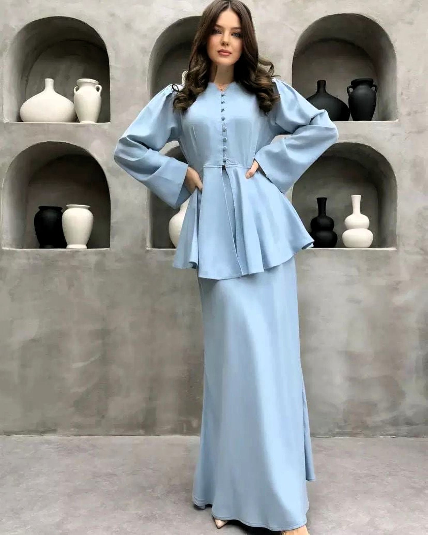 Statement Flowy Peplum Top & Skirt Set