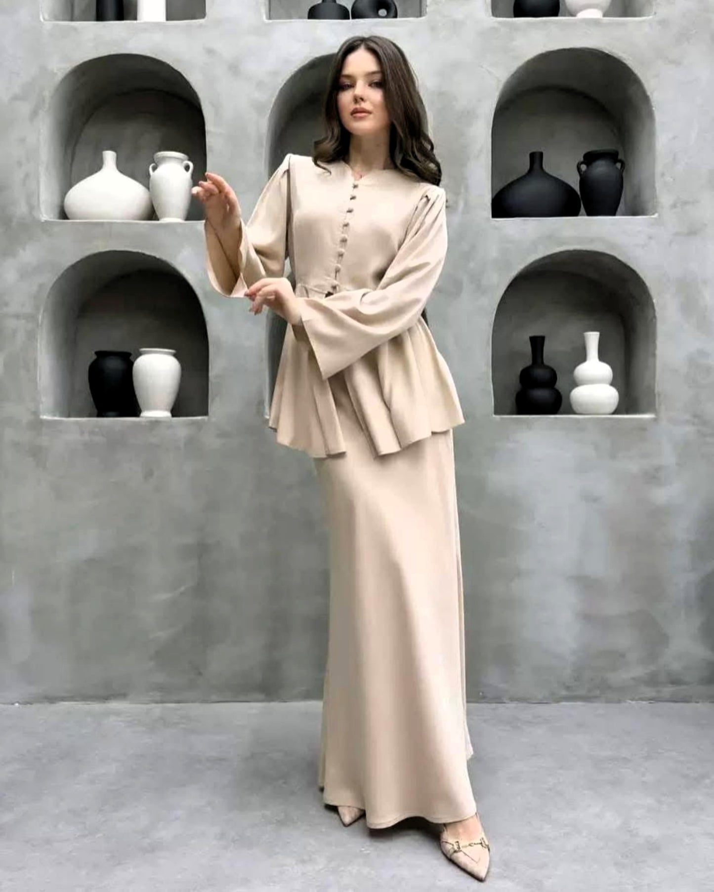 Statement Flowy Peplum Top & Skirt Set