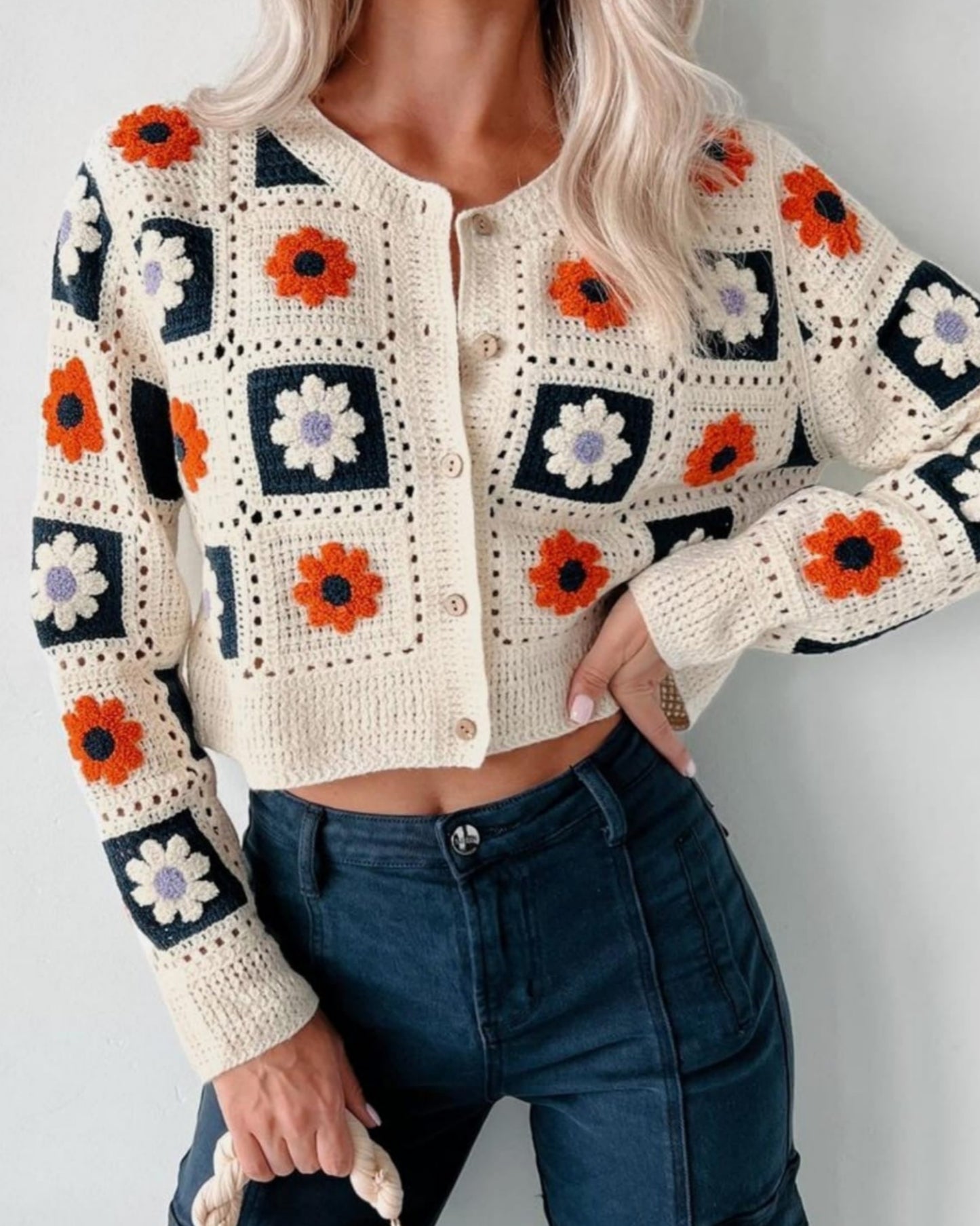 Garden Squares Crochet Cardigan
