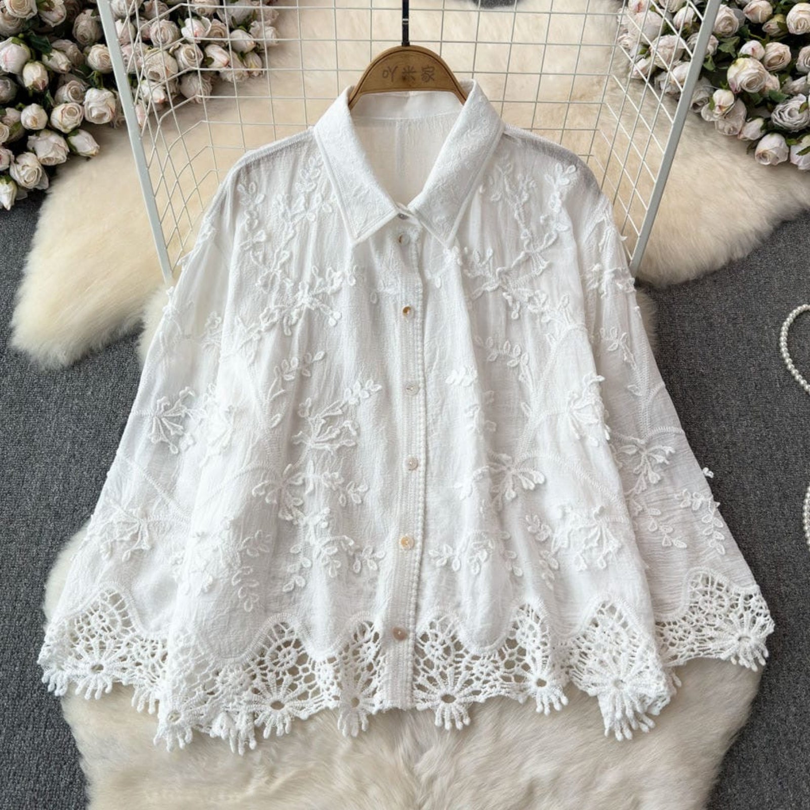 Mahem Boho Embroidered Sheer Shirt II Westery Fashion House