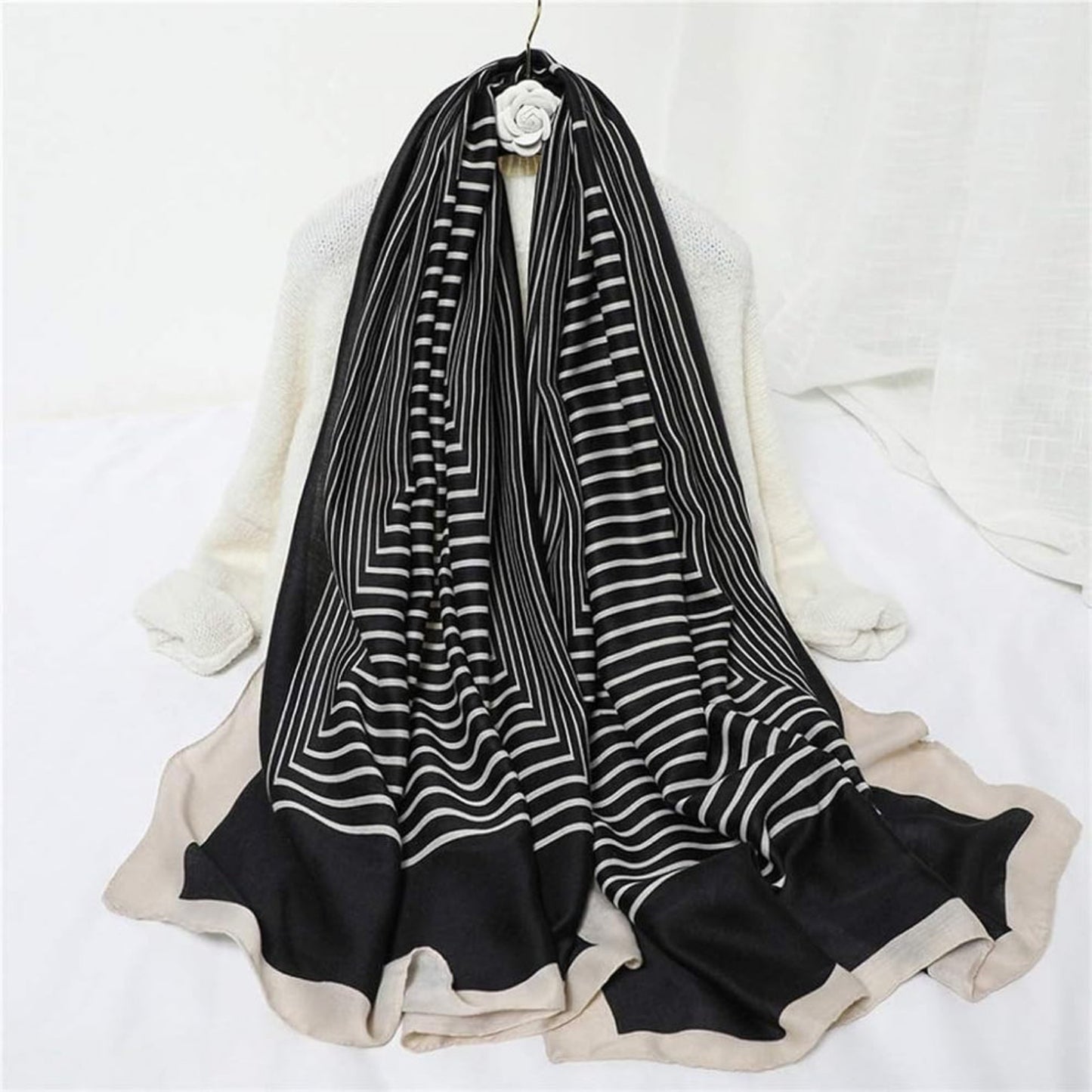Midnight Lines Satin Stole