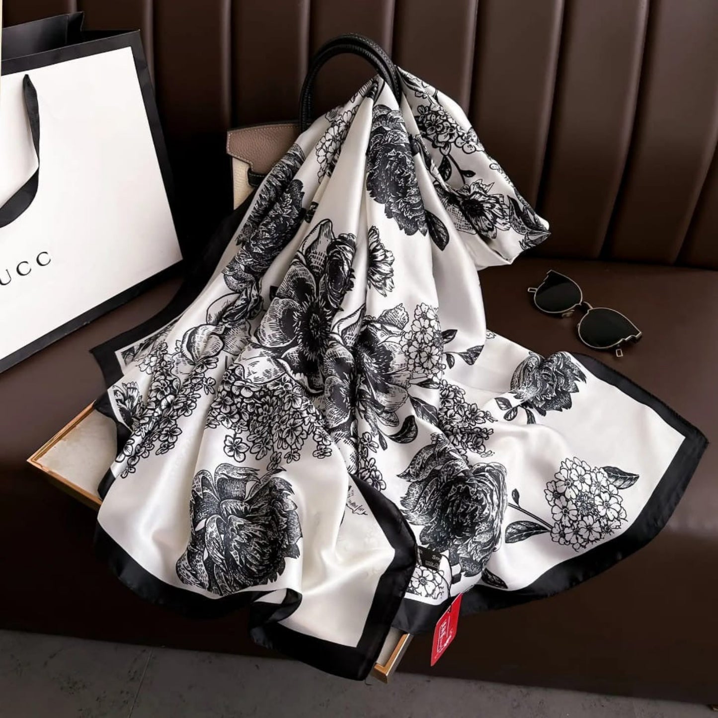 Miss Elegant Floral Silk Scarf