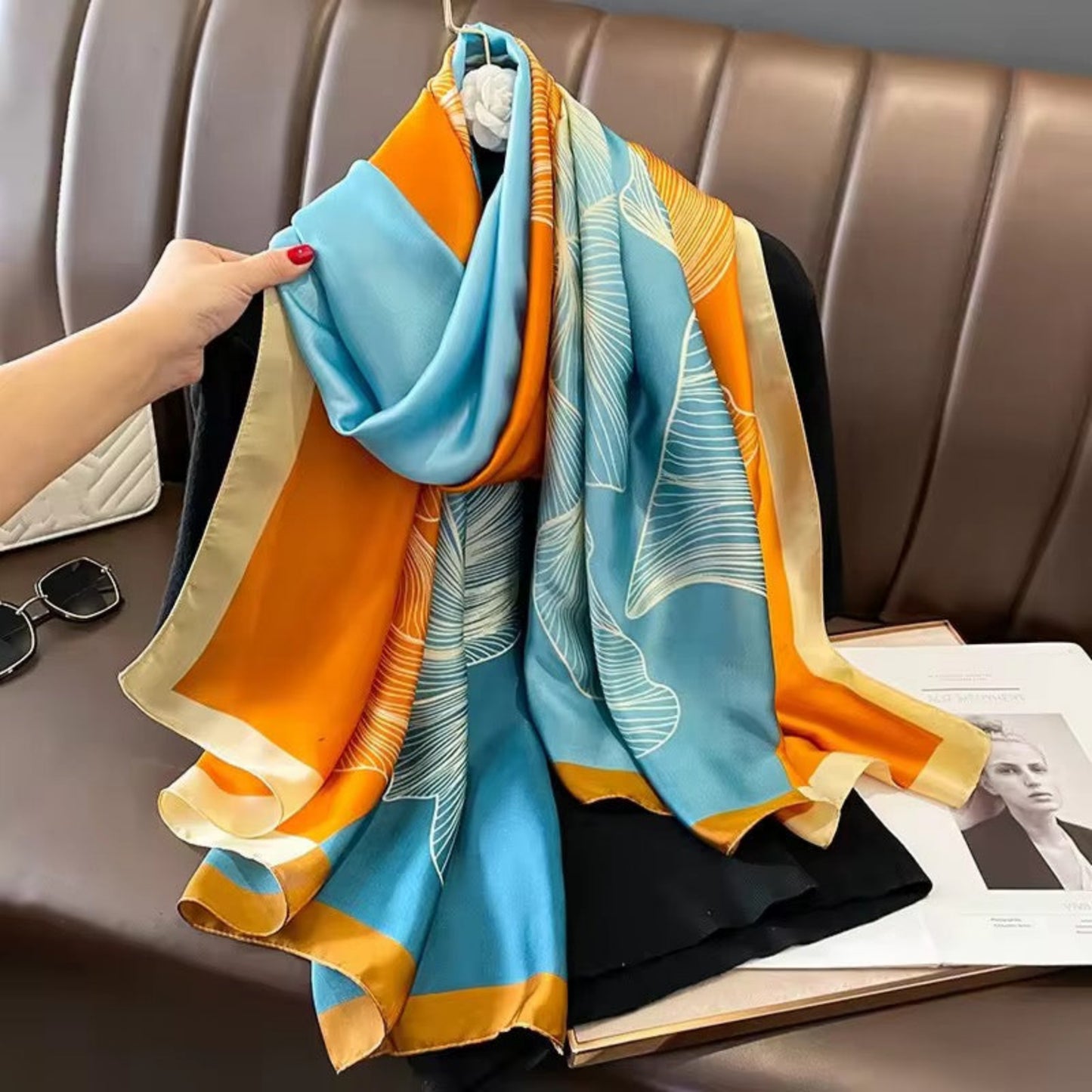 Ocean Amber Luxe Printed Stole
