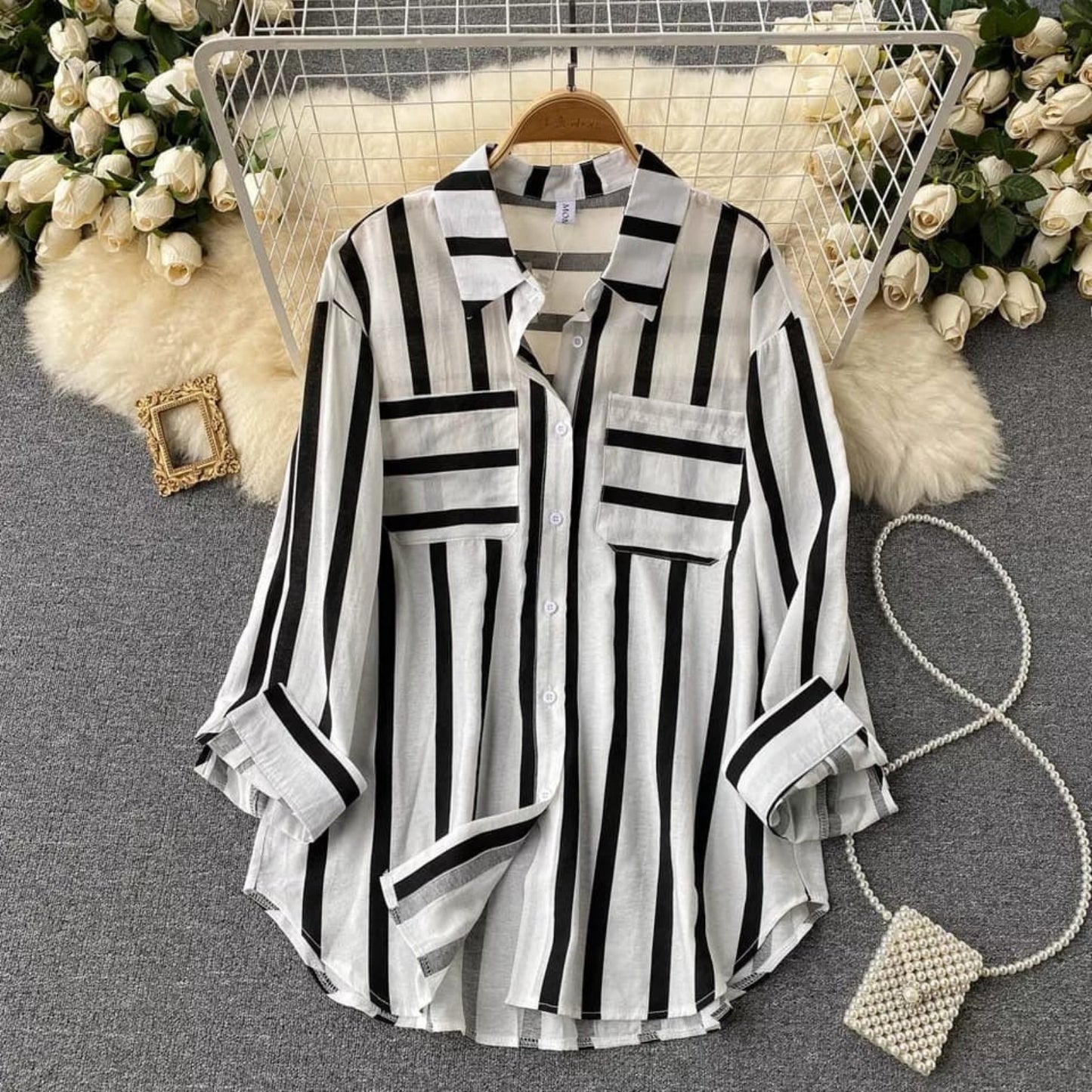 Siam Striped Oversized Shirts
