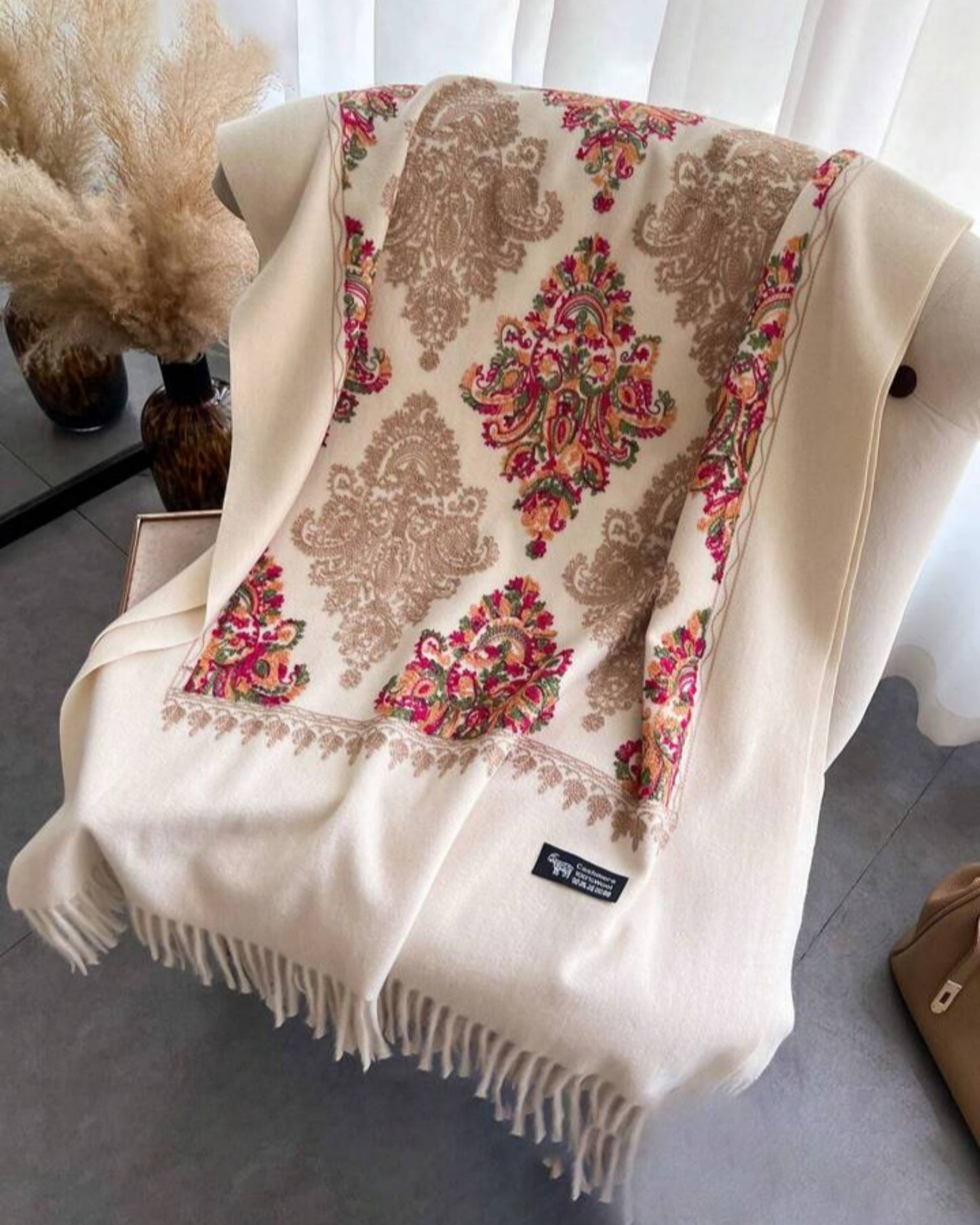The Heritage embroidered Cashmere Wrap