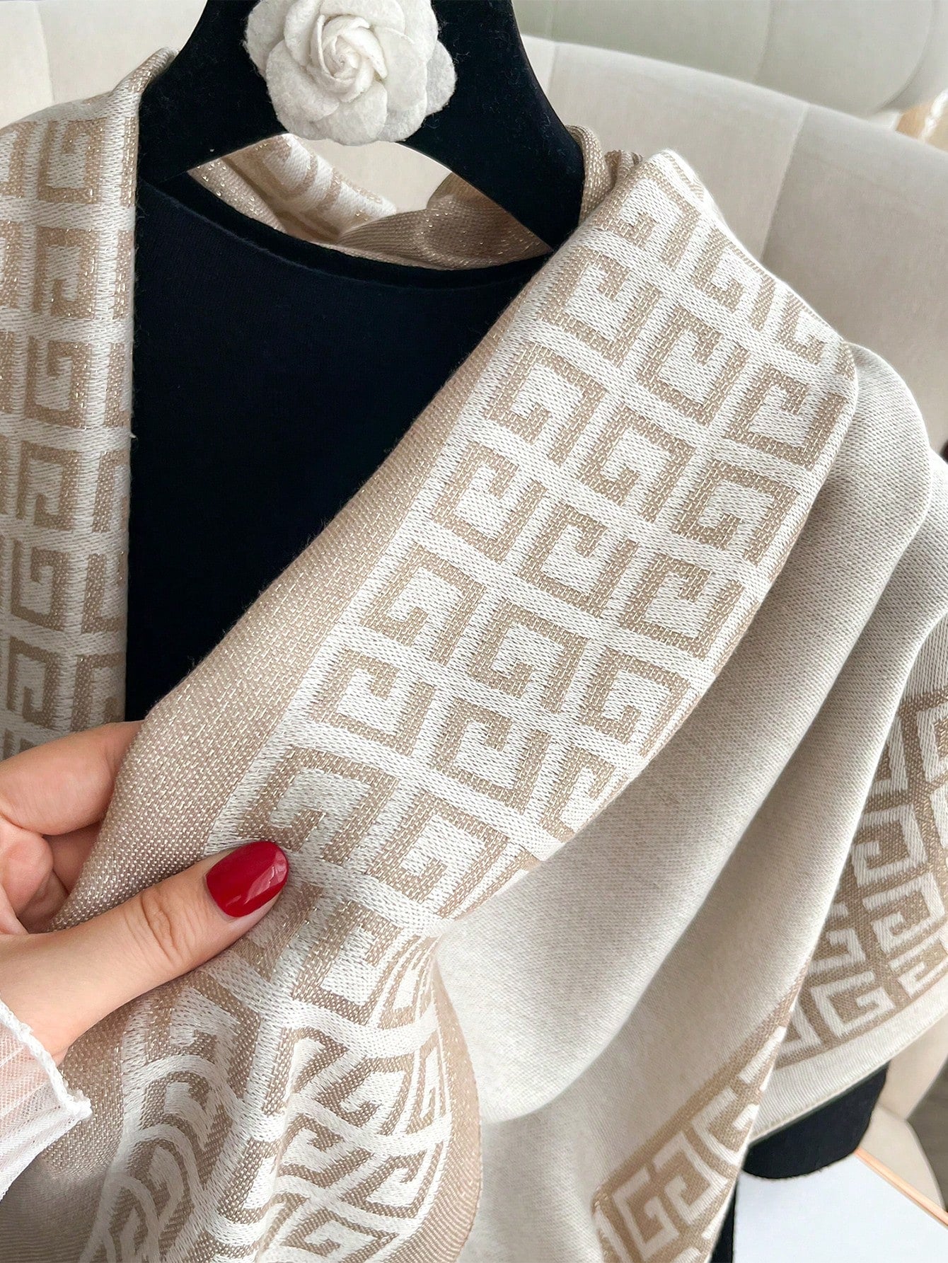 Metallic Weave Monogram-Style Wrap