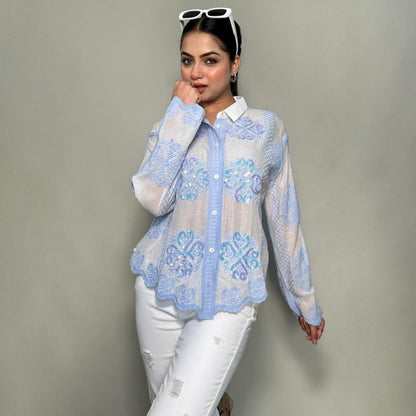 Manora Sequined Lacework Shirt