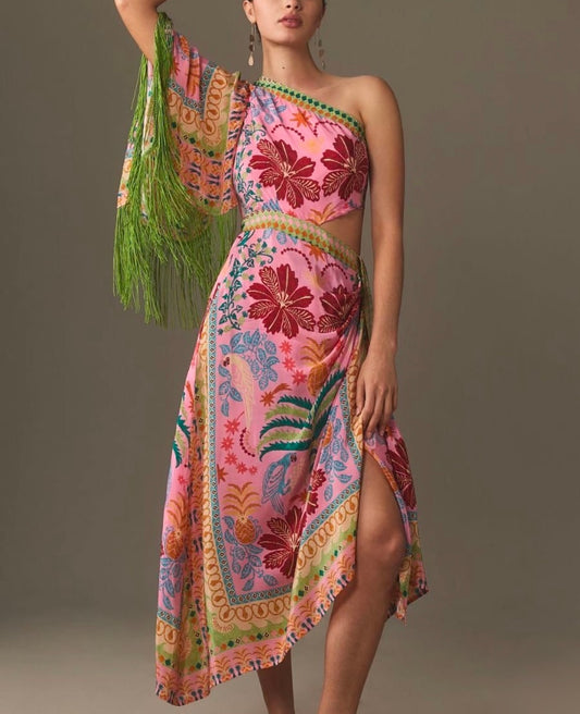 Amania Boho One-Shoulder Dress