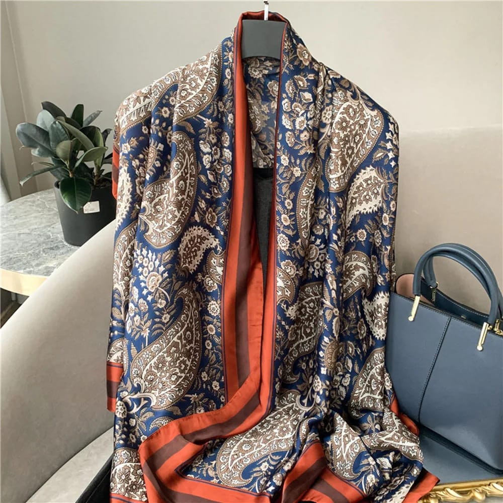 Gia Luxurious Paisley Print Silk Scarf