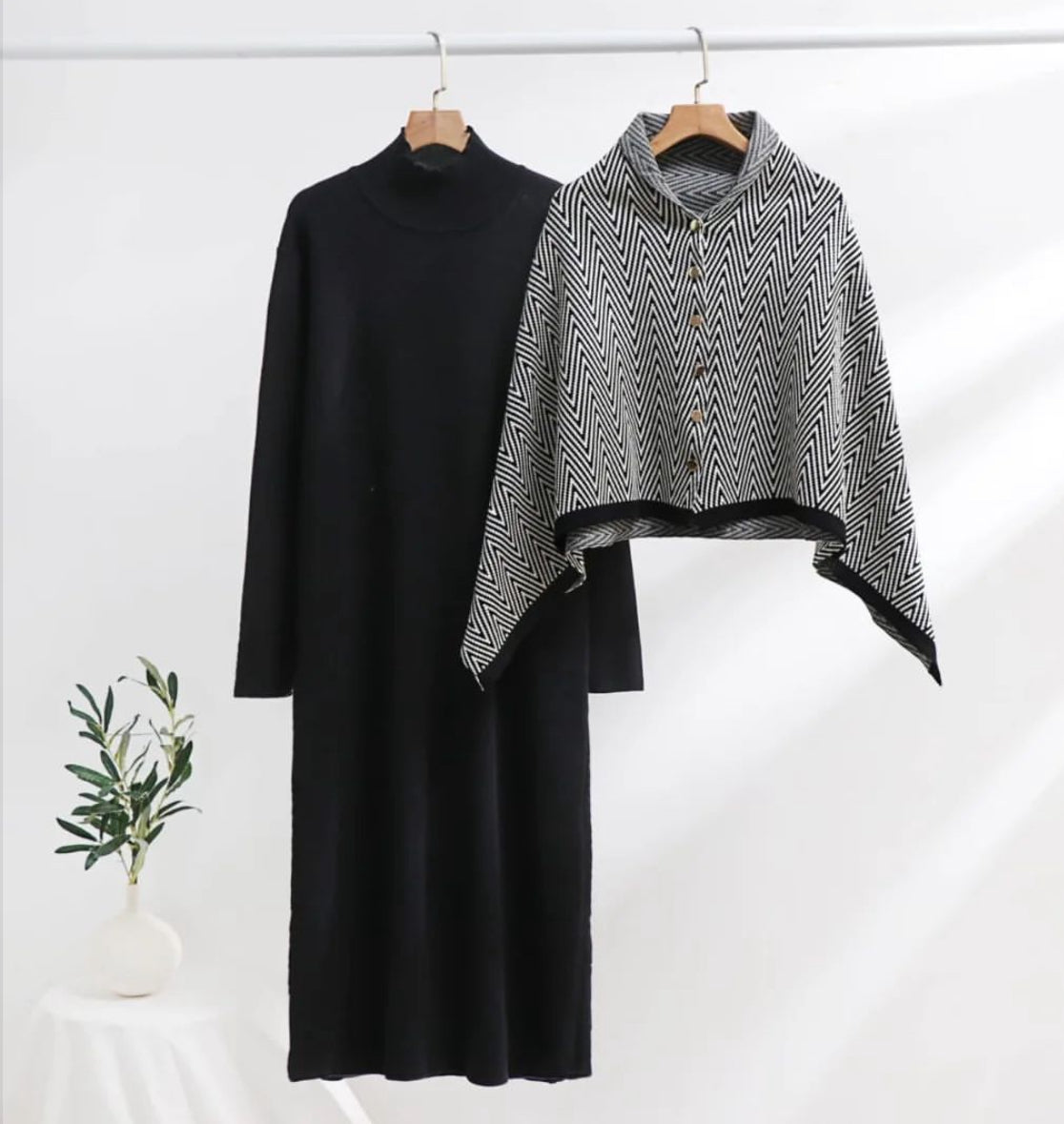 Florric Statement Winter Dress With Cape