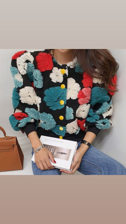 Oblong Floral Crop Jacket