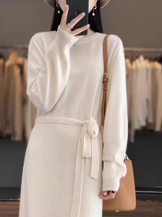 Luxe Soft Wool Blend Long-Sleeve Sweater Dress
