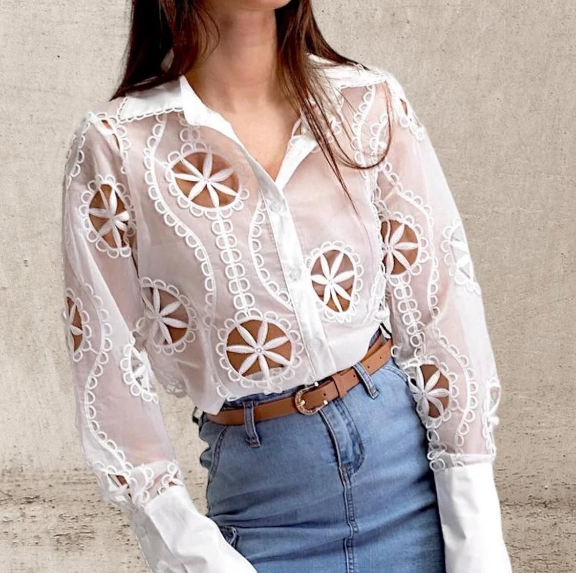 Vibe Eyelet Statement Shirt