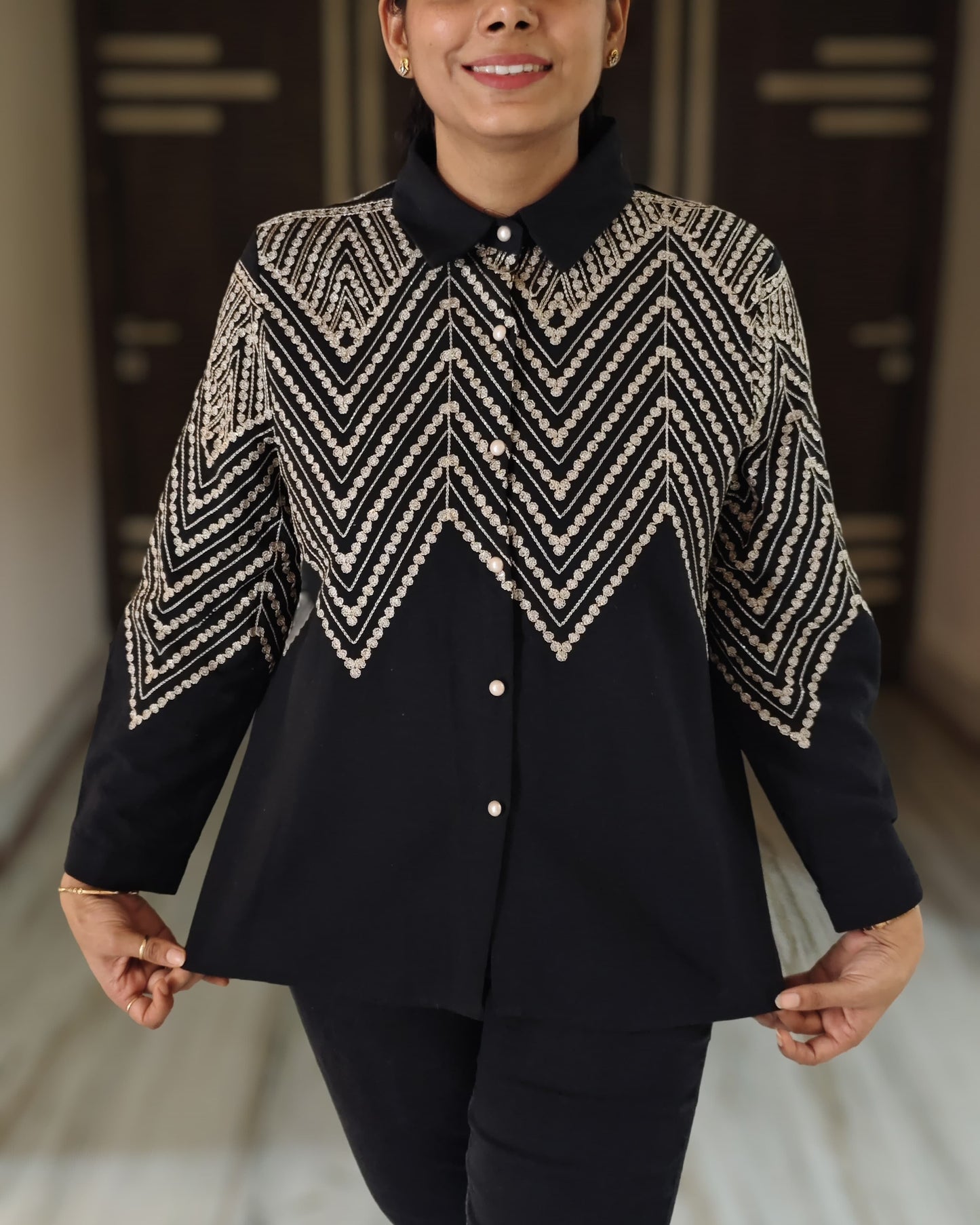 Chevron Embroidered Charm Shirt