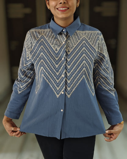 Chevron Embroidered Charm Shirt