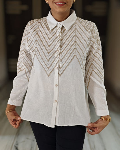 Chevron Embroidered Charm Shirt