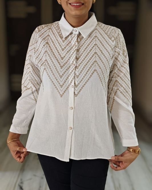 Chevron Embroidered Charm Shirt