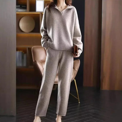 Chic Knit Polo Collar Lounge Set