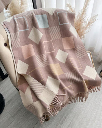 Chic Reversible Winter Poncho Shawl & Oversized Scarf