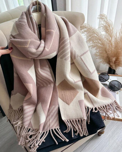 Chic Reversible Winter Poncho Shawl & Oversized Scarf