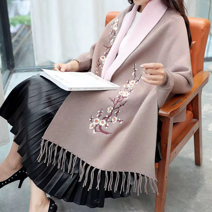 Classic Reversible Wool Blend Shawl Wrap