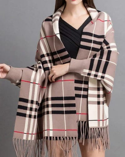 Classic Tartan Check Winter Wrap Shawl with Fringe