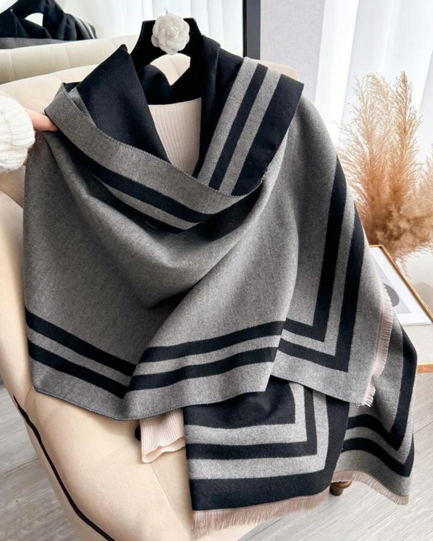 Cozyzone Classic Striped Knit  Scarf Shawl