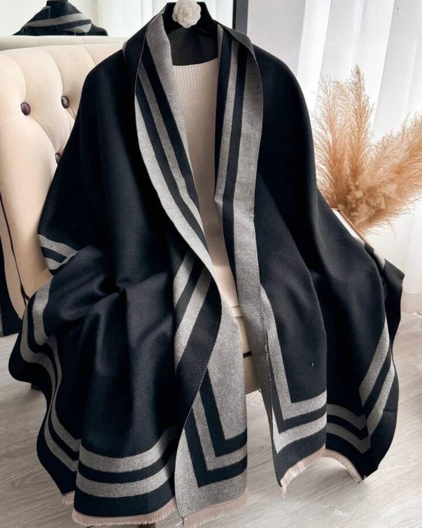 Cozyzone Classic Striped Knit  Scarf Shawl