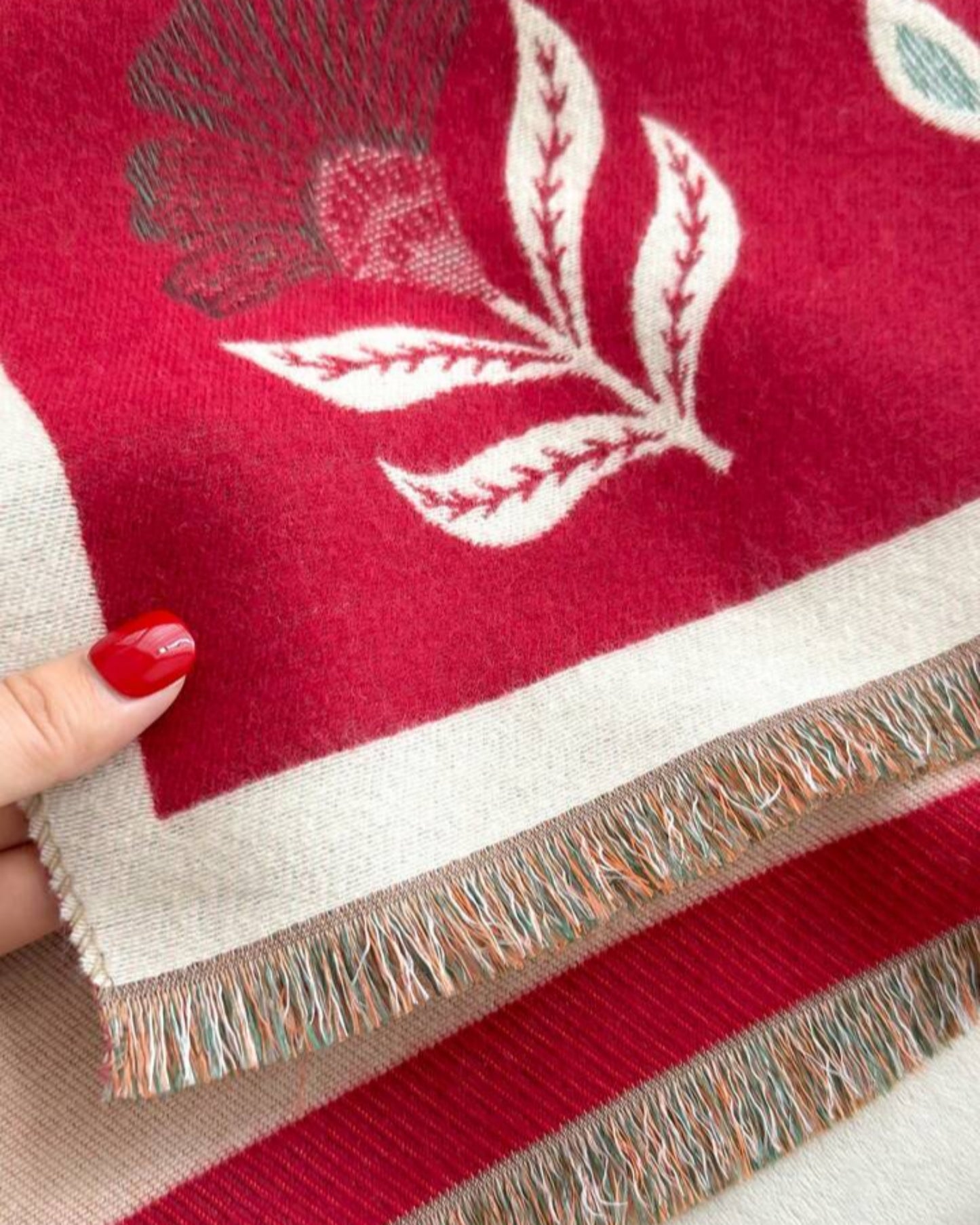 Crimson Bloom Winter Wrap