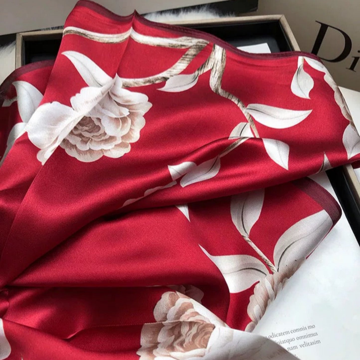 Crimson Cascade Floral Scarf