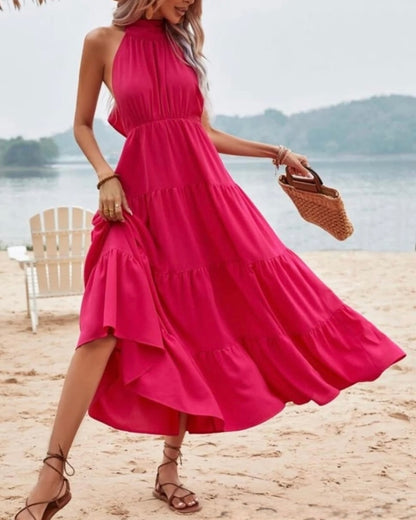 Wayn Elegant Halter Neck Maxi Dress