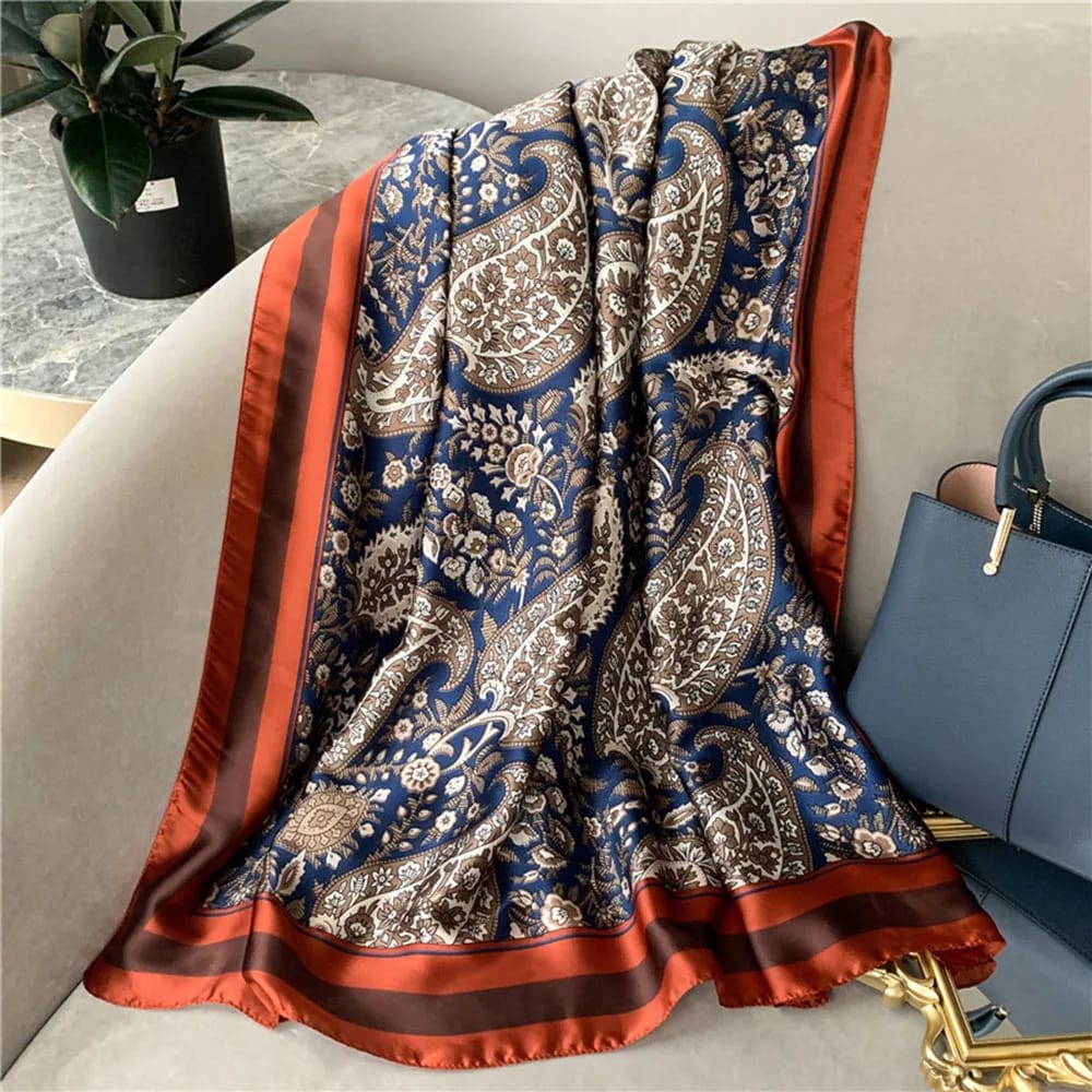 Gia Luxurious Paisley Print Silk Scarf