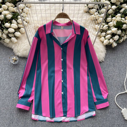 Striped Oversized Button-Down Shirt – Trendy & Comfortable