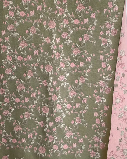 Enchanted Rose Two-Tone Fringed Wrap