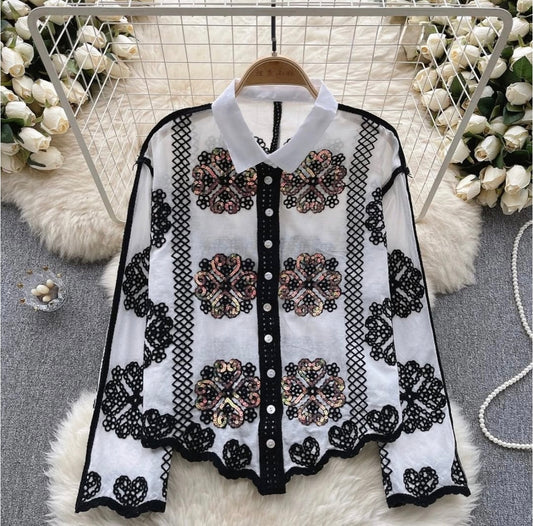 Manora Sequined Lacework Shirt