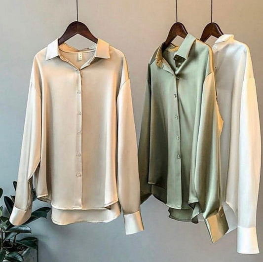 Jemi Satin Shirt- Beige