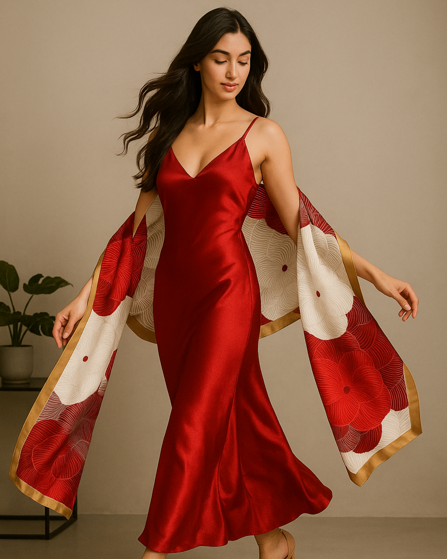 Hafi Elegant Floral Silk Scarf