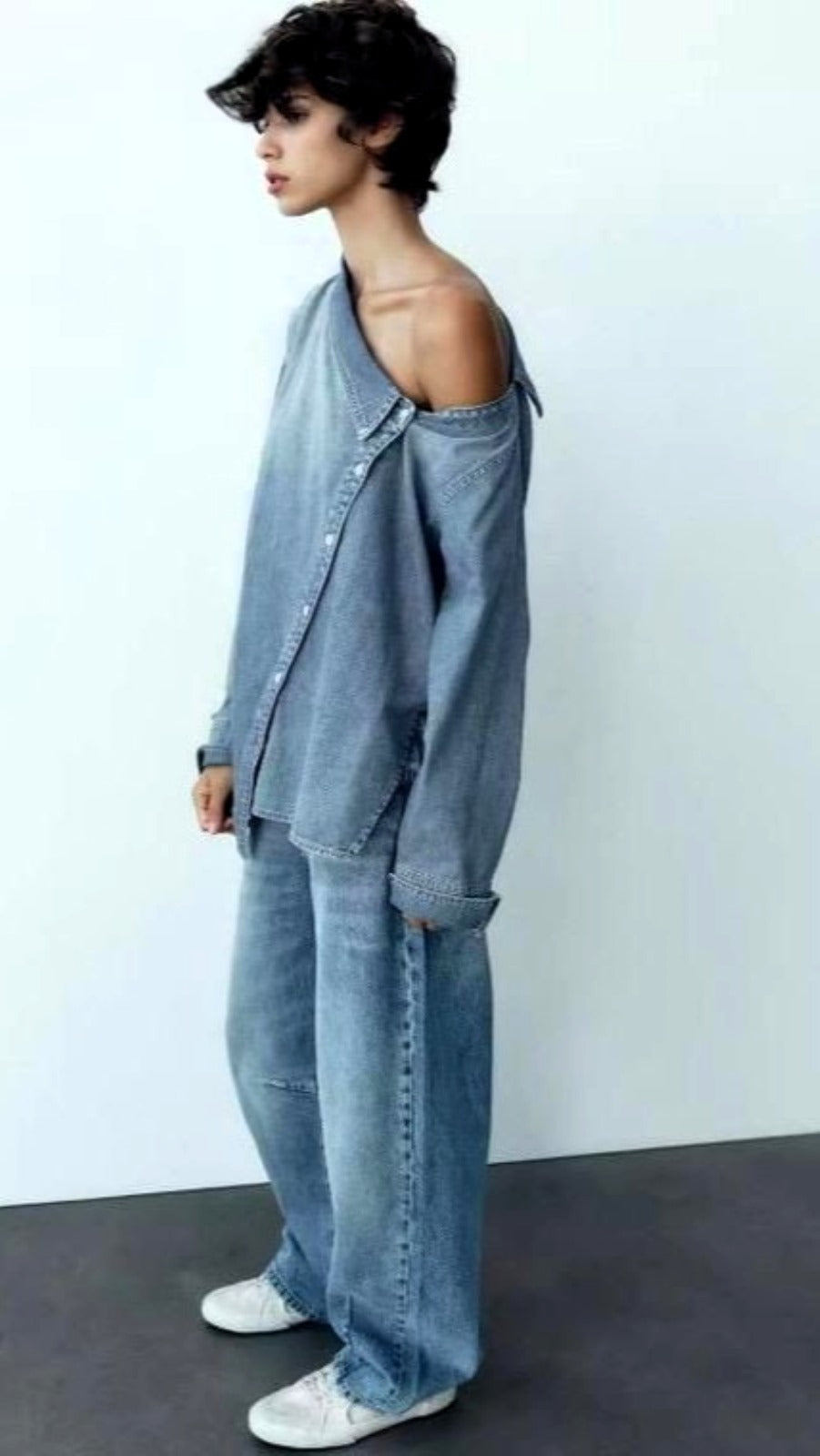 Maclod Assymetric Denim Shirt