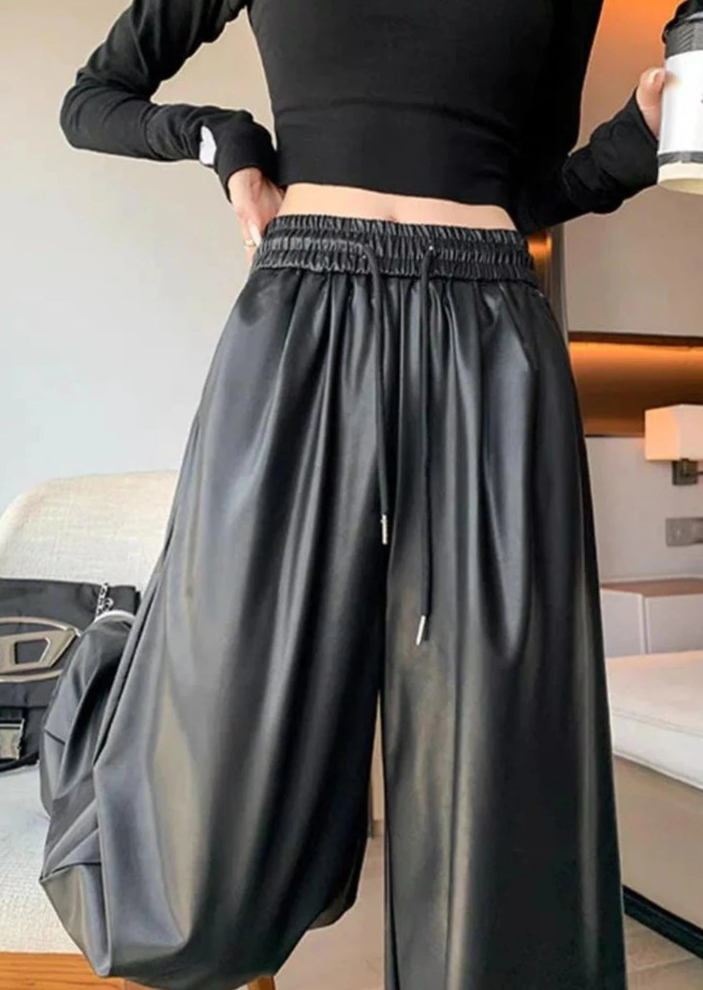 Naomi Wide Leg Faux Leather Pants