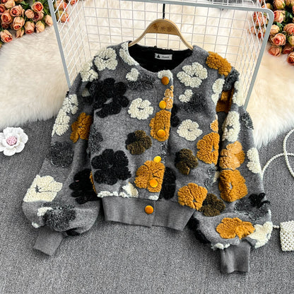 Oblong Floral Crop Jacket