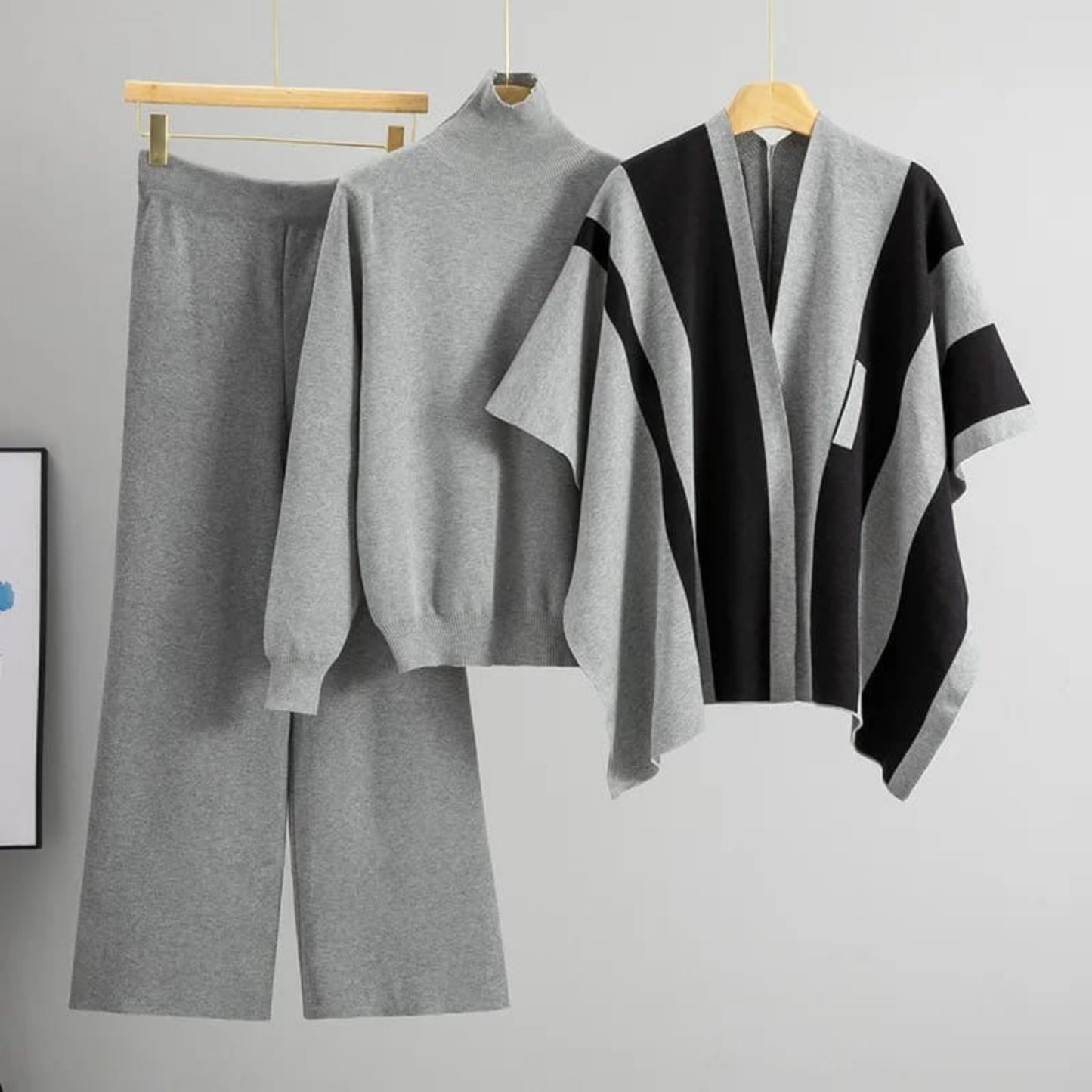 Luxury Soft Knit Mock-Neck Sweater & Palazzo Trouser Outfit