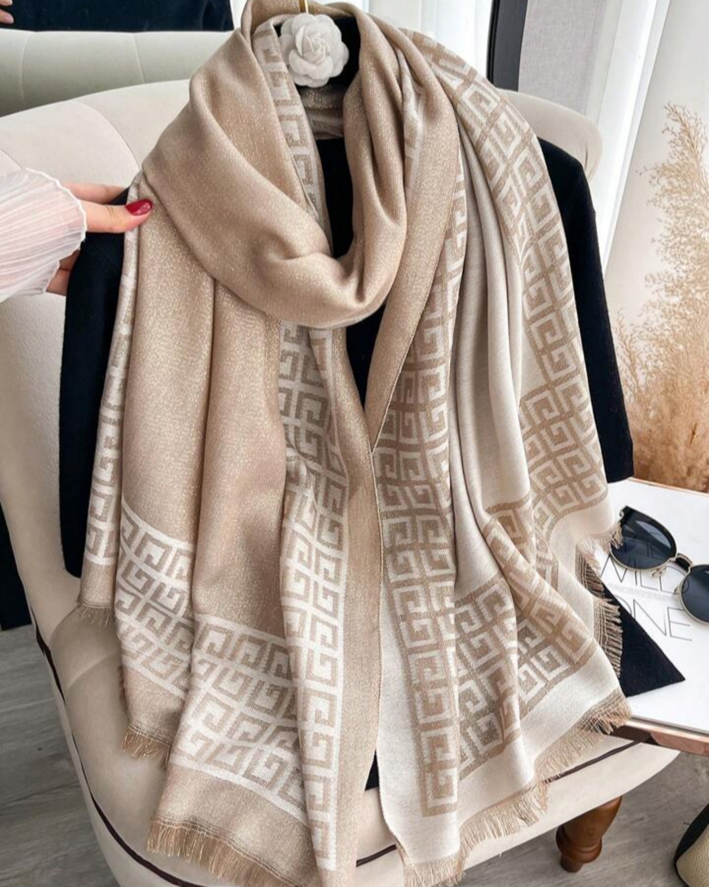 Metallic Weave Monogram-Style Wrap