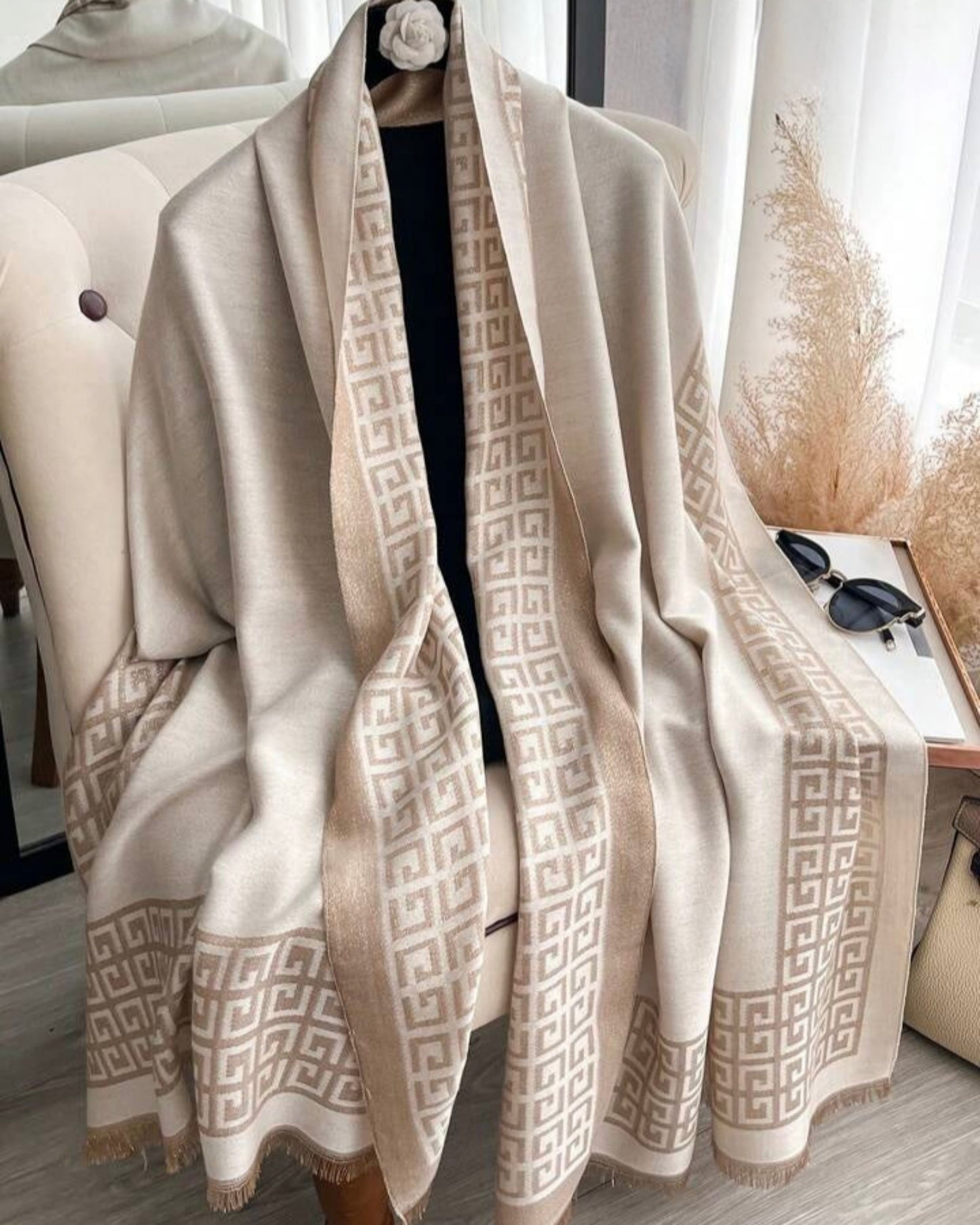 Metallic Weave Monogram-Style Wrap